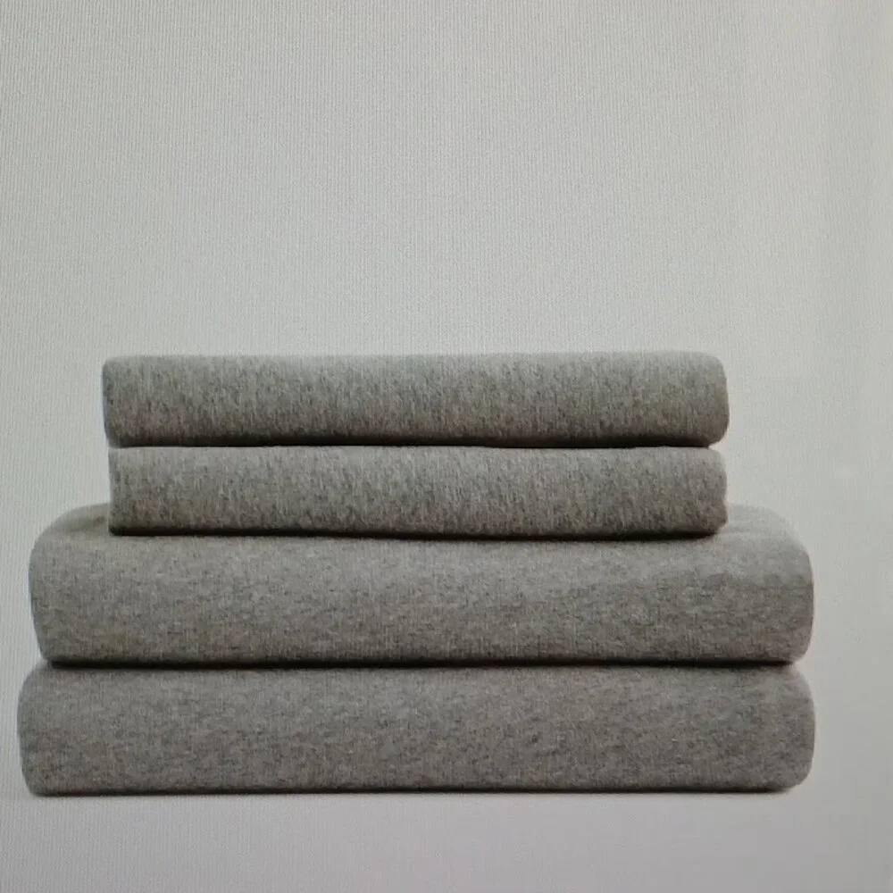 Thick Charcoal Heather Flannel Sheet Set - 100% Cotton - NEW - King-size